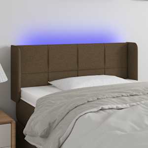 Čelo postele s LED tmavě hnědé 83 x 16 x 78/88 cm textil - obrázek 1