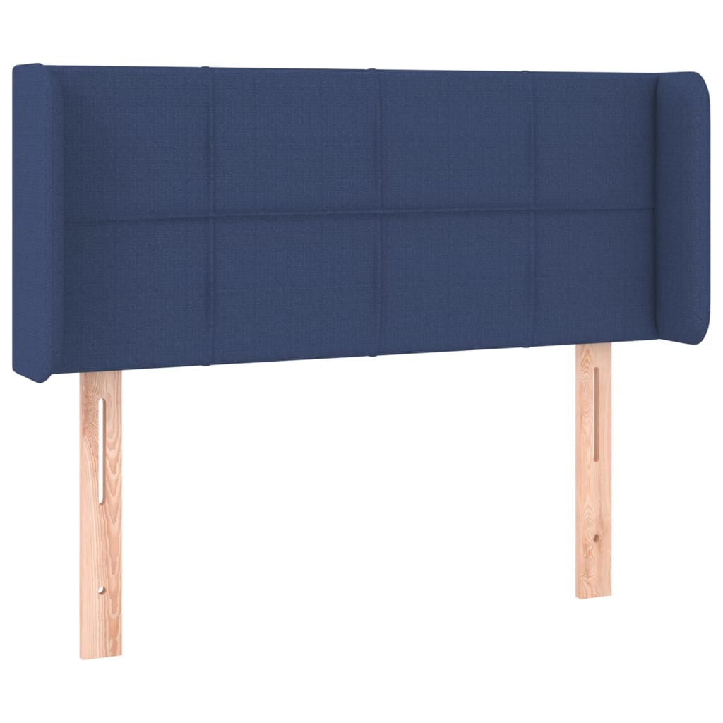 vidaXL Cabeceira de cama c/ luzes LED tecido 83x16x78/88 cm azul