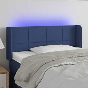 Čelo postele s LED modré 83 x 16 x 78/88 cm textil - obrázek 1