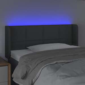 Čelo postele s LED tmavě šedé 93 x 16 x 78/88 cm textil - obrázek 4
