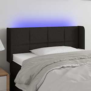 Čelo postele s LED černé 93 x 16 x 78/88 cm textil - obrázek 1