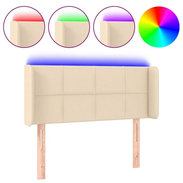 vidaXL LED-voodipeats, kreemjas, 93x16x78/88 cm, kangas