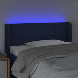 Čelo postele s LED modré 93 x 16 x 78/88 cm textil - obrázek 4