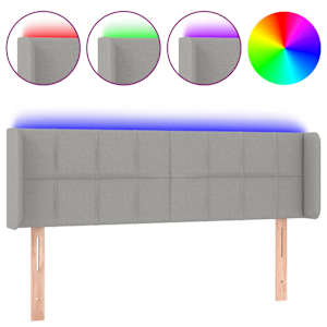 Čelo postele s LED světle šedé 147 x 16 x 78/88 cm textil - obrázek 2