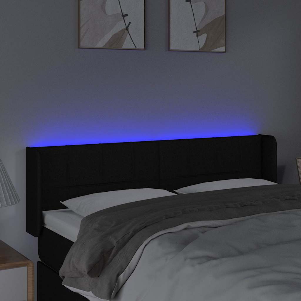 vidaXL Hoofdbord LED 147x16x78/88 cm stof zwart, foto 2
