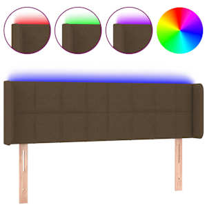 vidaXL LED-voodipeats, tumepruun, 147x16x78/88 cm, kangas