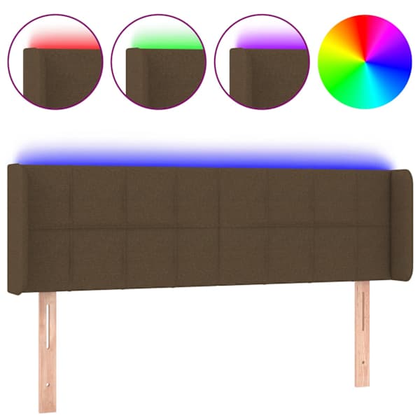 vidaXL LED-voodipeats, tumepruun, 147x16x78/88 cm, kangas
