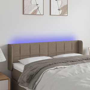 LED posteljno vzglavje taupe 147x16x78/88 cm blago