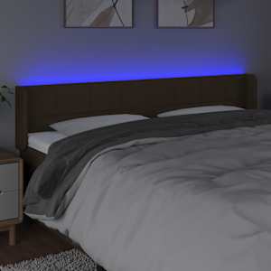 Čelo postele s LED tmavě hnědé 163 x 16 x 78/88 cm textil - obrázek 4