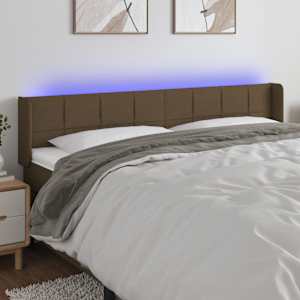 Čelo postele s LED tmavě hnědé 163 x 16 x 78/88 cm textil - obrázek 1