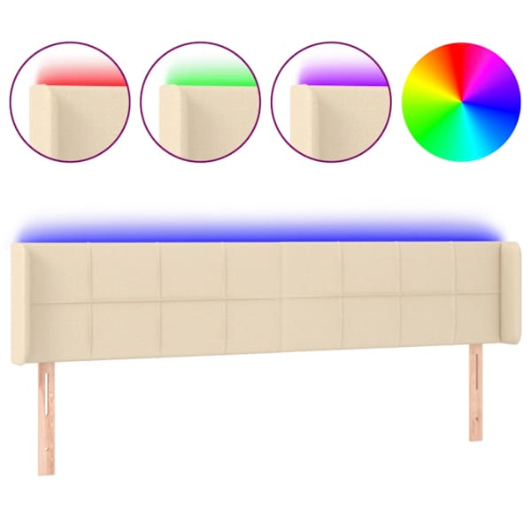 vidaXL LED-voodipeats, kreemjas, 163x16x78/88 cm, kangas