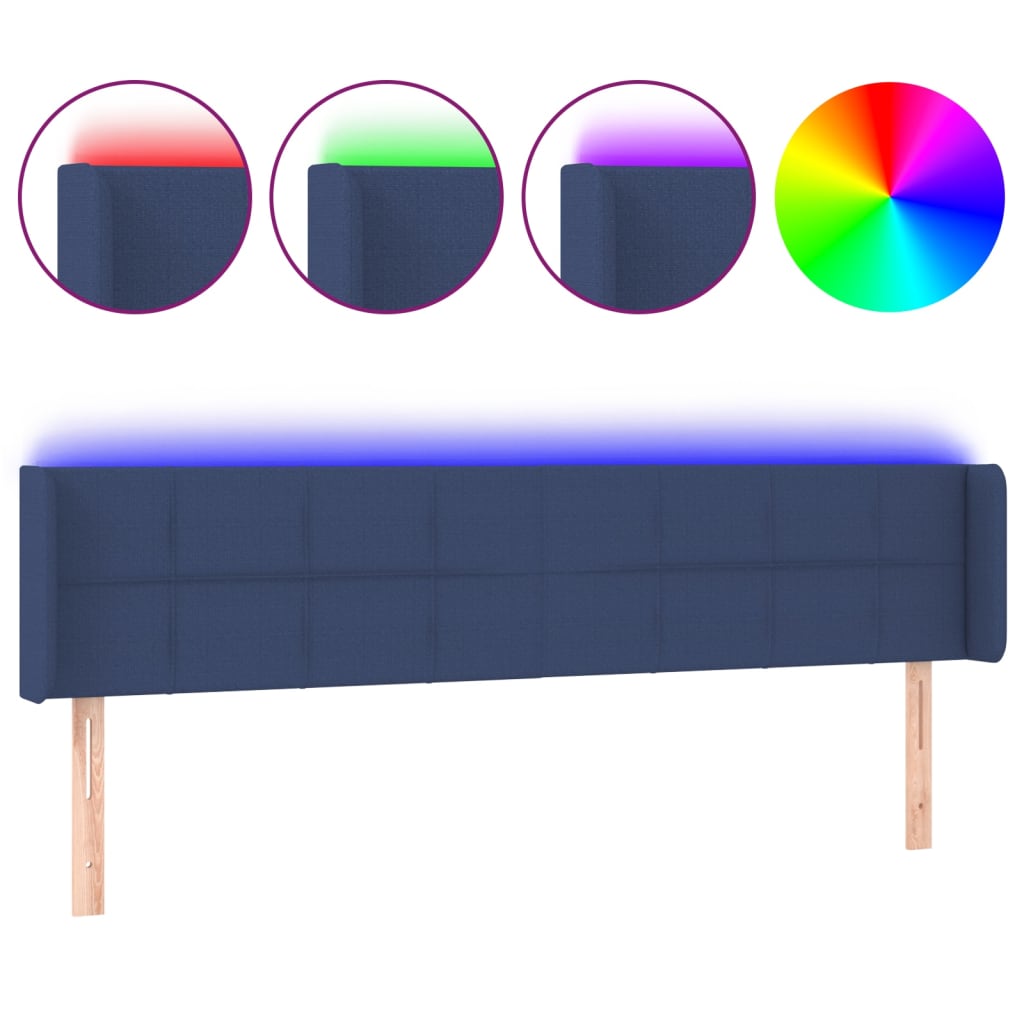 vidaXL Hoofdbord LED 163x16x78/88 cm stof blauw