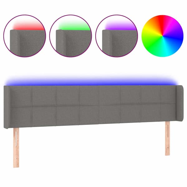 vidaXL LED-voodipeats, tumehall, 183x16x78/88 cm, kangas