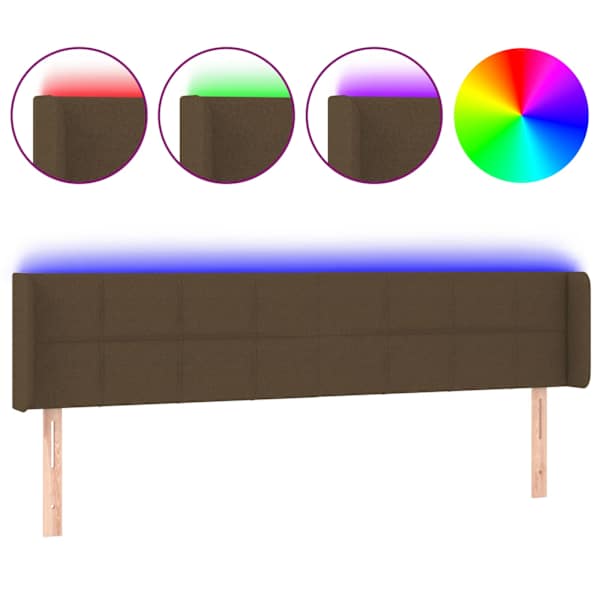 vidaXL LED-voodipeats, tumepruun, 183x16x78/88 cm, kangas