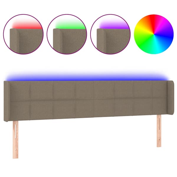 vidaXL LED-voodipeats, pruunikashall, 183x16x78/88 cm, kangas