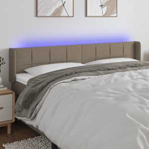 Čelo postele s LED taupe 183 x 16 x 78/88 cm textil - obrázek 1