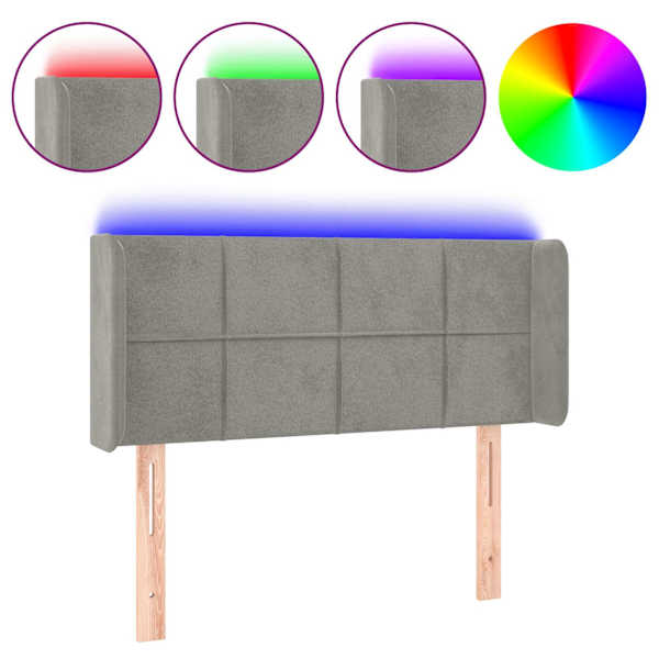 vidaXL LED-voodipeats, helehall, 83x16x78/88 cm, samet