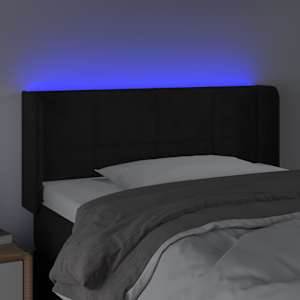 Čelo postele s LED černé 83 x 16 x 78/88 cm samet - obrázek 4