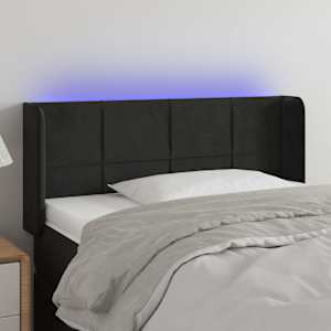 Čelo postele s LED černé 83 x 16 x 78/88 cm samet - obrázek 1
