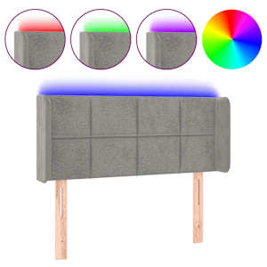 Čelo postele s LED světle šedé 93 x 16 x 78/88 cm samet - obrázek 2