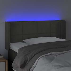 Čelo postele s LED tmavě šedé 93 x 16 x 78/88 cm samet - obrázek 4