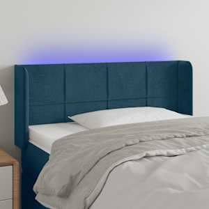 Čelo postele s LED modré 93 x 16 x 78/88 cm samet - obrázek 1