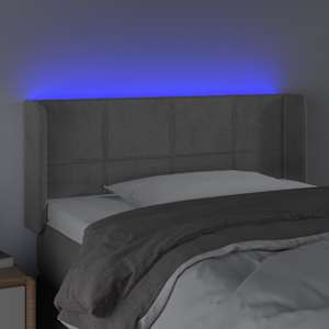 Čelo postele s LED světle šedé 103 x 16 x 78/88 cm samet - obrázek 4