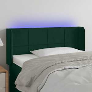 Čelo postele s LED tmavě zelené 103 x 16 x 78/88 cm samet - obrázek 1