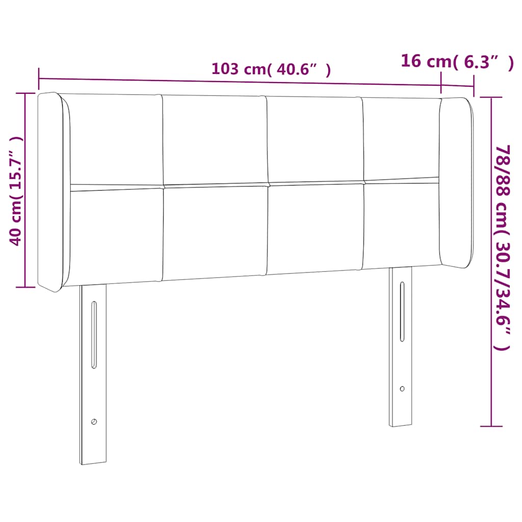 Čelo postele s LED tmavě modré 103 x 16 x 78/88 cm samet - obrázek 7