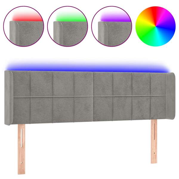 vidaXL LED-voodipeats, helehall, 147x16x78/88 cm, samet