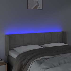 Čelo postele s LED světle šedé 147 x 16 x 78/88 cm samet - obrázek 4