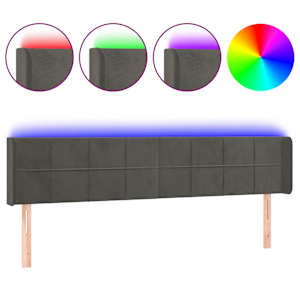 vidaXL LED-voodipeats, tumehall, 163x16x78/88 cm, samet