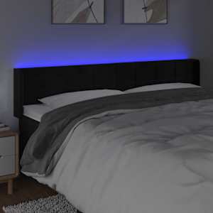 Čelo postele s LED černé 163 x 16 x 78/88 cm samet - obrázek 4