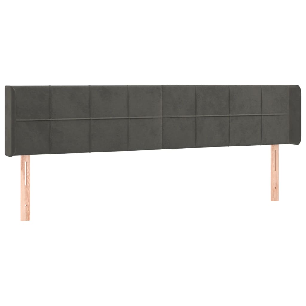 vidaXL Hoofdbord LED 203x16x78/88 cm fluweel donkergrijs afbeelding