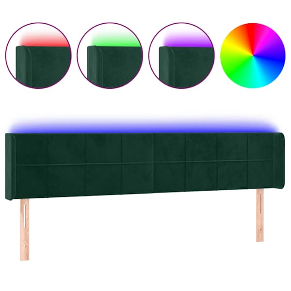 vidaXL LED-voodipeats, tumeroheline, 203x16x78/88 cm, samet