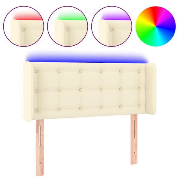 vidaXL LED-voodipeats, kreemjas, 83x16x78/88 cm, kunstnahk