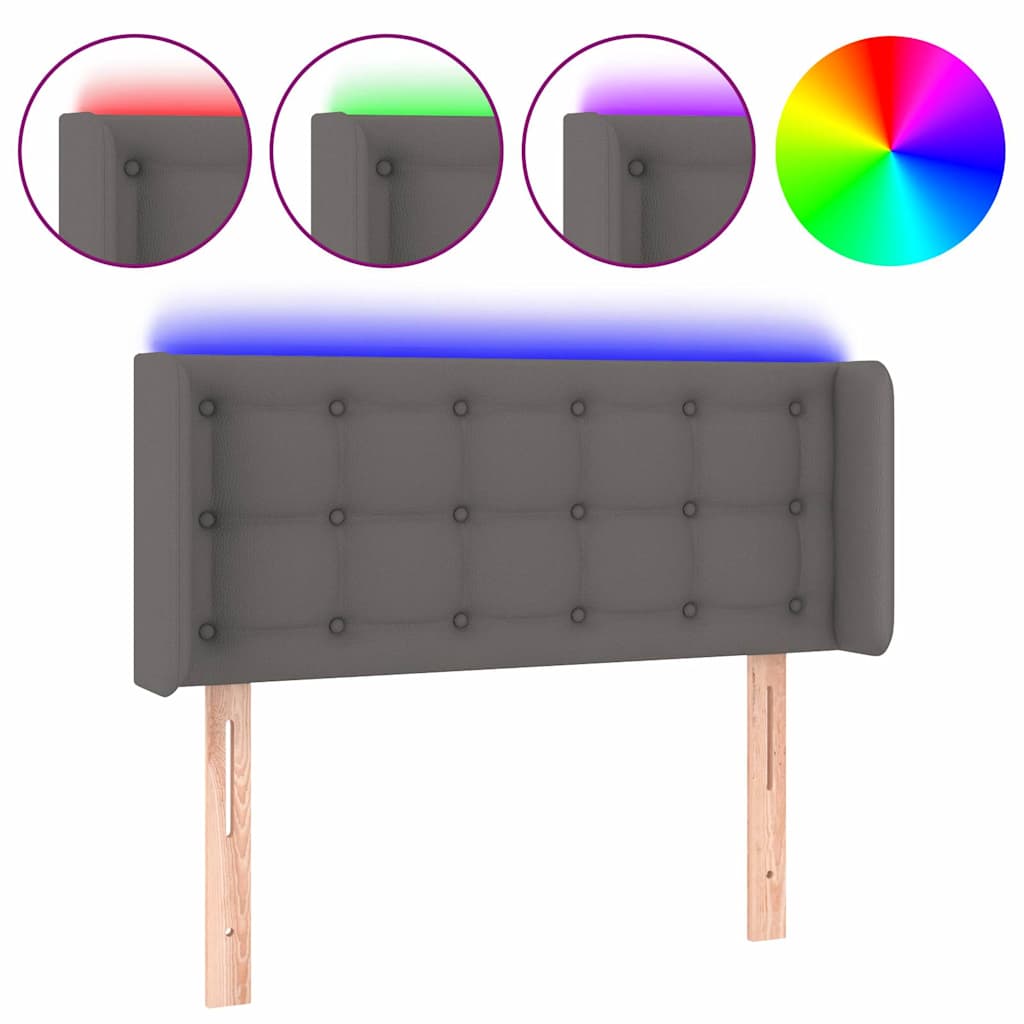 vidaXL Hoofdbord LED 83x16x78/88 cm kunstleer grijs, foto 3