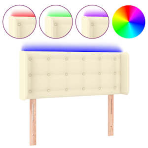 vidaXL LED-voodipeats, kreemjas, 93x16x78/88 cm, kunstnahk