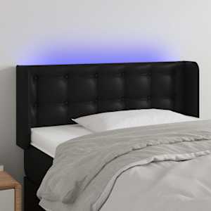 Čelo postele s LED černé 103 x 16 x 78/88 cm umělá kůže - obrázek 1