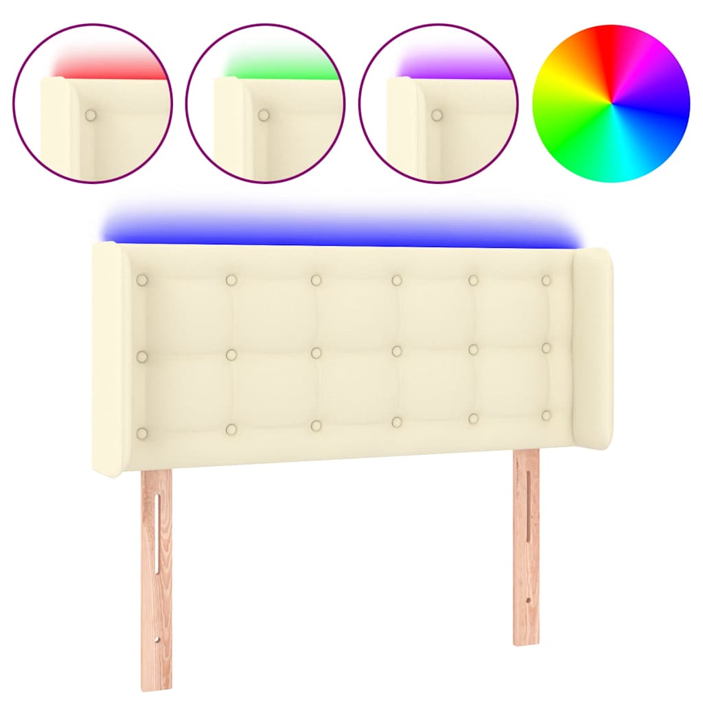 vidaXL Hoofdbord LED 103x16x78/88 cm kunstleer crèmekleurig, foto 3