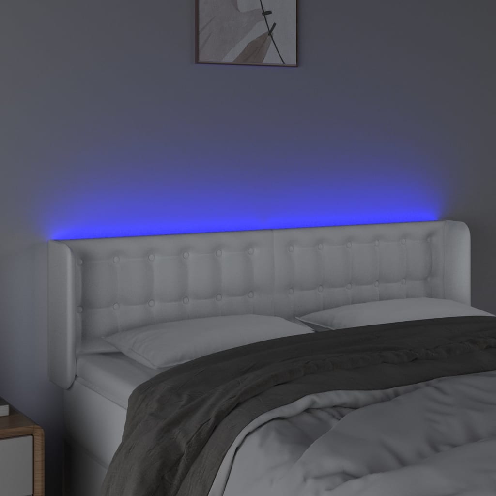 fehér műbőr LED-es fejtámla 147x16x78/88 cm