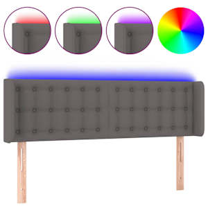 vidaXL LED-voodipeats, hall, 147x16x78/88 cm, kunstnahk