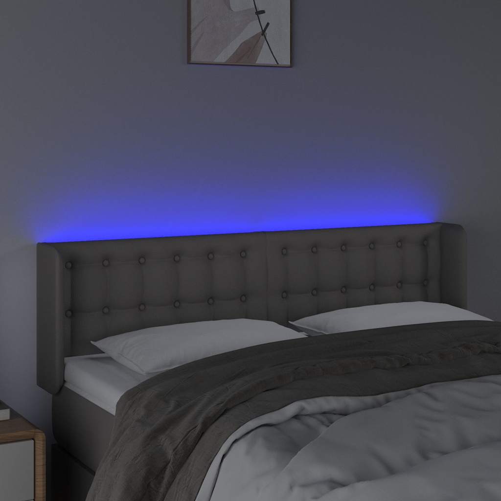 vidaXL Hoofdbord LED 147x16x78/88 cm kunstleer grijs, foto 2