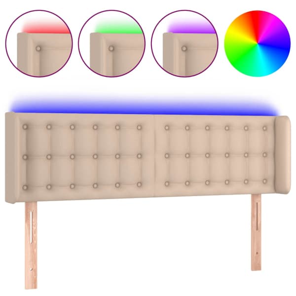 vidaXL LED-voodipeats, Cappuccino, 147x16x78/88 cm kunstnahk