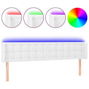 vidaXL LED-voodipeats, valge, 163x16x78/88 cm, kunstnahk