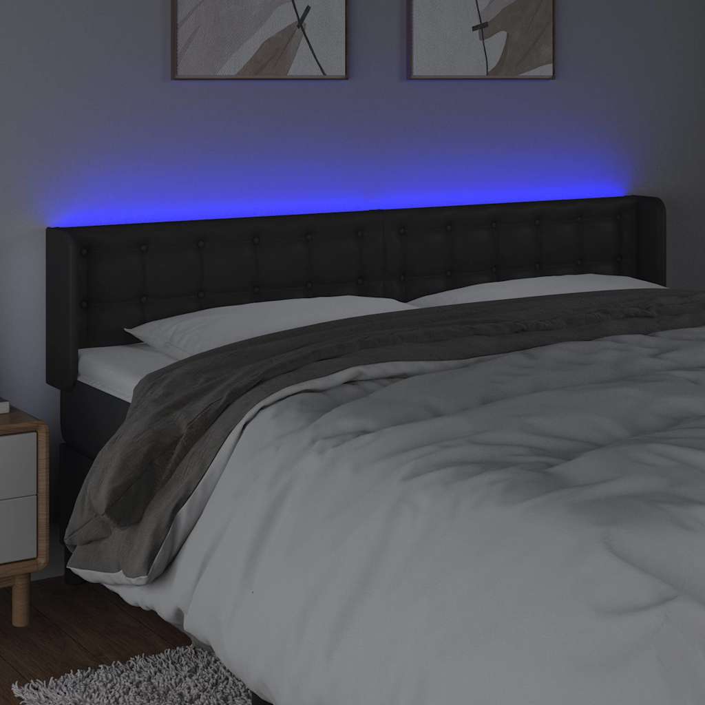 vidaXL Hoofdbord LED 183x16x78/88 cm kunstleer zwart, foto 2