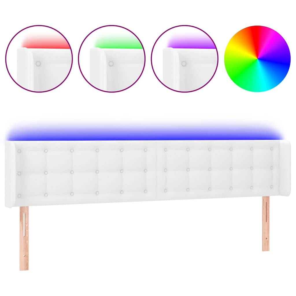 vidaXL Hoofdbord LED 183x16x78/88 cm kunstleer wit, foto 3
