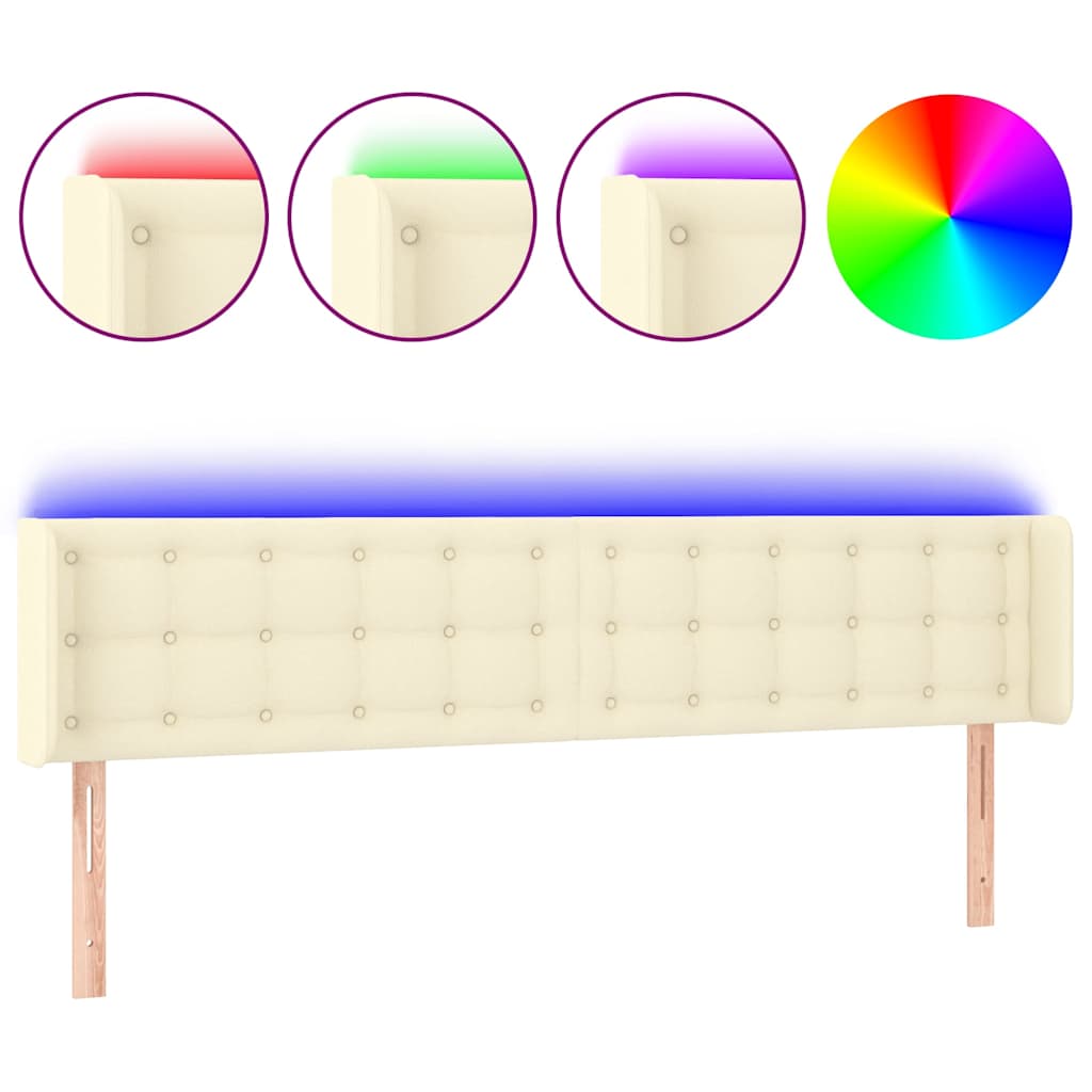 vidaXL Hoofdbord LED 183x16x78/88 cm kunstleer crèmekleurig, foto 3