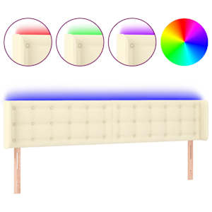 Čelo postele s LED krémové 183 x 16 x 78/88 cm umělá kůže - obrázek 2