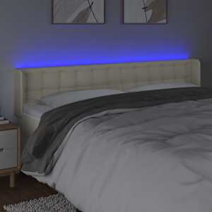 Čelo postele s LED krémové 183 x 16 x 78/88 cm umělá kůže - obrázek 4